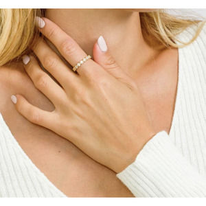 .925 Solid Sterling Silver GOLD PLATED Stackable Ring with CZ Size 7